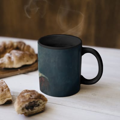 Magische Mok - Foto op Warmte Mokken - Koffiemok - Koning - Portret - Druipende gele verf - Magic Mok - Beker - 350 ML - Theemok