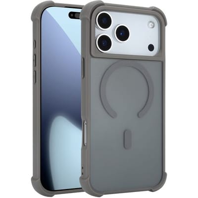 Coverzs matte shock case met Magneet geschikt voor iPhone 17 Pro Max (grijs) – luxe hoesje met sterke valbescherming, premium design en perfecte pasvorm