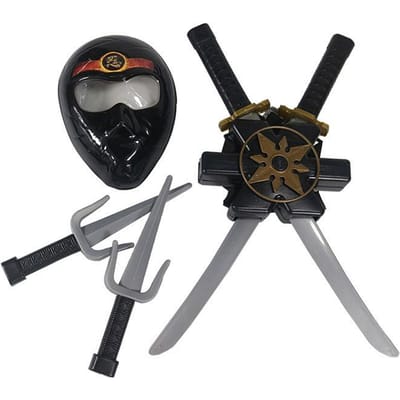 Costume de Ninja Noir Anime Ensemble de Jouets Ninja Costume de Samouraï Combattant Masque Vacances pour Enfants Meilleur Cadeau XL(130-140CM)&Anime Movies black