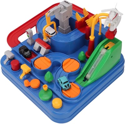 Trein Speelgoed - Actiebaan Racebaan - Motoriek Trainen - Interactief Baanontwerp - 24 x 24 x 11 cm - Multicolor