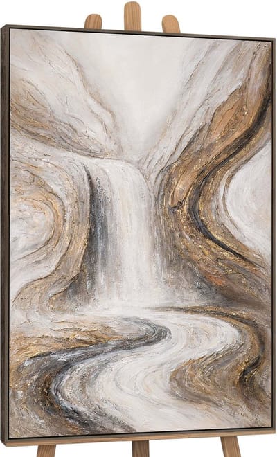 Canvas schilderij handgeschilderd waterfall of dreams abstract – YS-Art Gallery – Luxe wanddecoratie voor woonkamer – Modern schilderij voor slaapkamer en hal