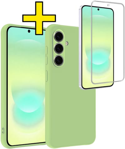 Hoesje - Met Screenprotector - Geschikt voor Samsung Galaxy A37 - Sterk & Shockproof - Back Cover - Siliconen Case - Telefoon Hoes - Telefoonhoesjes - Groen
