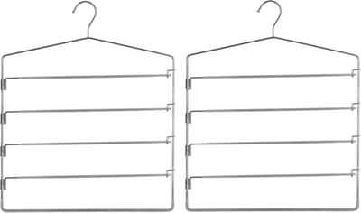 Five Kledinghanger - Set van 2x stuks - voor 4 broeken - metaal - 37 x 48 cm - broekhanger