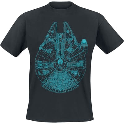 Star Wars - Disney T-shirt - Millenium Falcon Blueprint - S tot XXL - voor Mannen - zwart