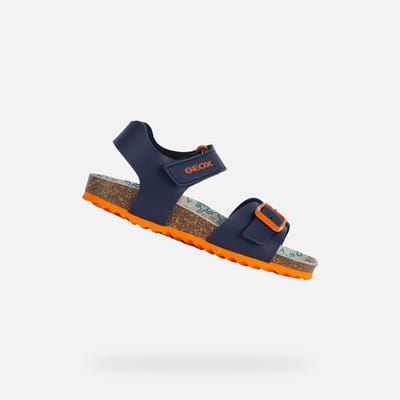 GEOX GHITA JONGENS Sandalen - MARINEBLAUW/DONKERORANJE - Maat 32