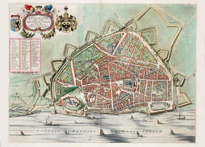 Poster Historische Oude Kaart Nijmegen - Stadsplattegrond - 1649 - Large 50x70 cm - Plattegrond