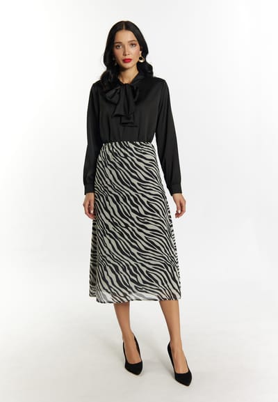 Faina Rok met zebraprint Dames wit zwart