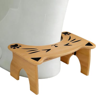 Toiletkruk - Voetenbankje - Comfortabel Toilet - Inklapbaar Ontwerp - 18 cm Hoog - Houtkleur