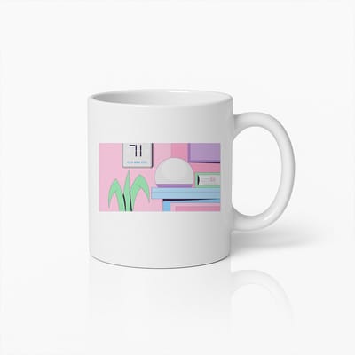 Moderne Minimalistische Woondecoratie Mok – Stijlvolle Roze en Paarse Koffiebeker voor op Kantoor