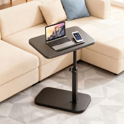 C-Vormige Bijzettafel - Draaibare Tafel - Flexibel Werken - 360° Draaibaar - 45-80 cm Hoogte - Zwart