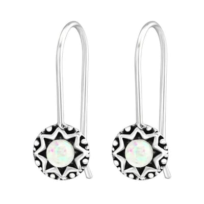 Aramat Jewels | Oorhangers | Zilveren Keltische Oorhangers met Opaal | | | |14mm | Zilver | Kinderen, Volwassenen | Verkleurd niet