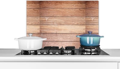 Spatscherm keuken 60x40 cm - Kookplaat achterwand Eikenhout - Planken - Patronen - Muurbeschermer - Spatwand fornuis - Hoogwaardig aluminium