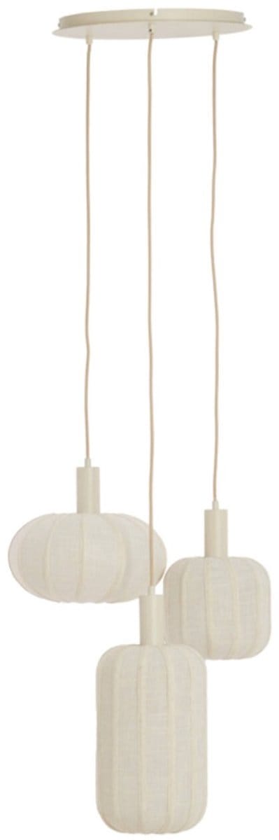 Hanglamp - crème - TUFIA - textiel - grote eettafellamp - E27 - 2992543 - Light & Living