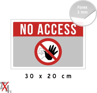 Pictogram/ bord | "No access" | 30 x 20 cm | Verboden toegang | Eigen terrein | Stop | Halt | Privaat | Engelstalig | 1 stuk
