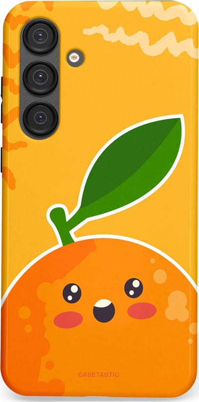 Casetastic Hoesje Geschikt voor Samsung S25 Plus - Stijlvolle Beschermende Duo-layer Case - Vrolijke Sinaasappel