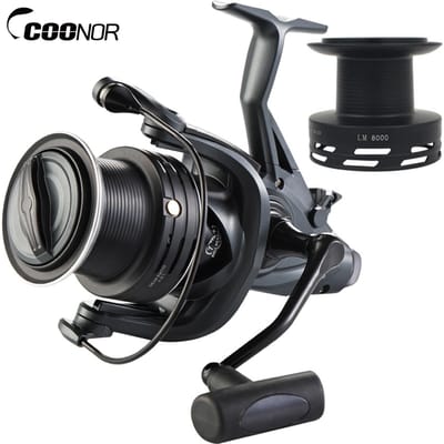 4.9:1 Karper Spinning Reel 15kg Remkracht Dubbele Rem Vismolen met Dubbele Spoel voor het Vissen LM8000