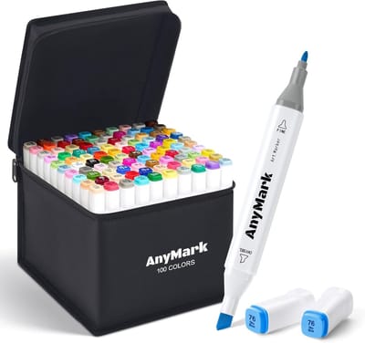 Alcohol Markers - Alcohol Markers Set - Multicolor - 100 Vivid Kleuren - Dubbelpunts Markers - Voor Creatieve Kunstenaars