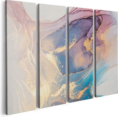 Artaza Canvas Schilderij Vierluik Abstracte Kunst van Marmer - 80x60 - Foto Op Canvas - Canvas Print