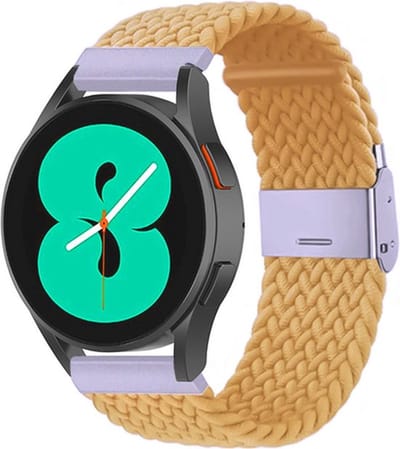 By Qubix - Geschikt voor Garmin bandje - Geschikt voor Garmin Venu / Sq / Sq2 / 2 plus - Braided nylon bandje - Geel - Smartwatch bandje 20mm