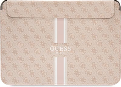 Guess 4G Printed Stripe Sleeve voor o.a. Apple MacBook (13"/14") - Roze