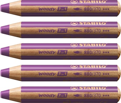 STABILO Woody 3 in 1 - Multitalent Potlood - Lila - Doos Met 5 Stuks