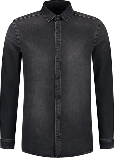 Purewhite - Heren Regular Fit Overhemd - Grijs - Maat S
