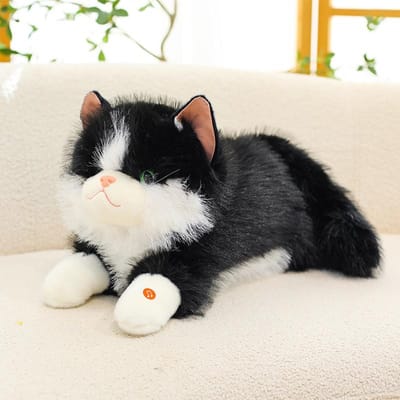 Levensechte Ragdoll Kat Pluche Speelgoed 4 Stijlen Pluizig Liggend Zacht Warm Gezellig Sierkussen Kindermaatje Huisdecoratie 45cm zwart