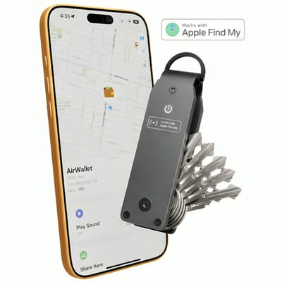 Locatie Tracker - Sleutelhouder – Key Organizer – Aluminium – Werkt met Apple Find My – Bluetooth GPS tracker zonder abonnement - Vervangbare Batterij – Robuust voor Max. 5/6 Sleutels – Inclusief Bevestigingsclip & Minischroevendraaier