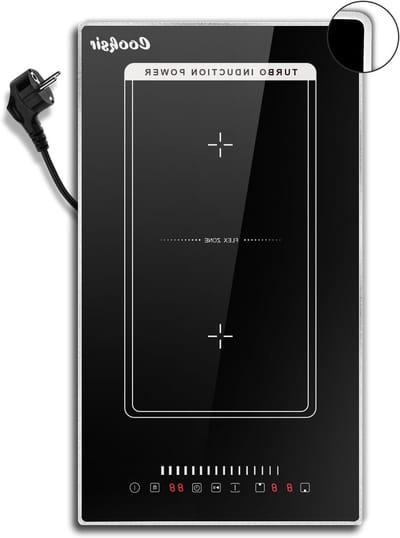 Inductiekookplaat 2 zones - Inbouw kookplaat - Snel koken - Met grill combizone - 30 cm breed - Zwart