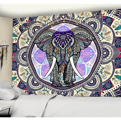 Mandala Olifant Wandtapijt Wandhanger Boheems Indiaas Abstract Psychedelisch Patroon Afdrukken Achtergrond Doek Woondecoratie 320x182CM