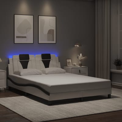 vidaXL - Bedframe - "Viana" - met - LED - zonder - matras - wit - en - zwart - 140x190 - cm