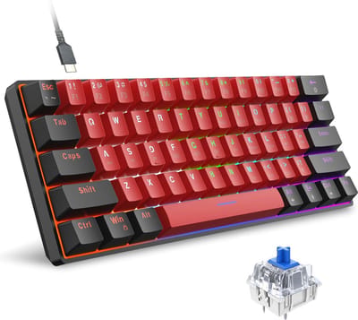 StayPowered Mechanisch Gaming Toetsenbord 60% - Compact en Krachtig voor Elke Gamer - Mechanische Blauwe Switches - RGB Verlichting - Anti-Ghosting - Ergonomisch Ontwerp - Afneembare Type-C Kabel - Wit - Levering Sneller dan Aangegeven!