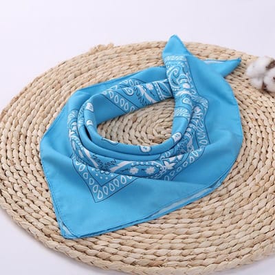 Mode Dames Bandana Sjaal Meisjes Kinderen Punk Vierkante Bandana's Hoofddeksel Boheemse Hoofdsjaal Hoofdbanden Haaraccessoires blauw