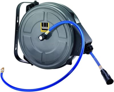 Slanghaspel - Persluchtrol - Werkplaats Organisatie - Robuuste metalen behuizing - 15 meter - Grijs