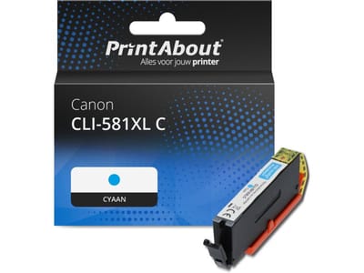 PrintAbout huismerk Inktcartridge CLI-581XL C Cyaan Hoge capaciteit Geschikt voor Canon