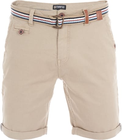 riverso Heren Short RIVKlaas regular/straight Beige W 44 Volwassenen Stretch Zomershorts met Riem & Omslag
