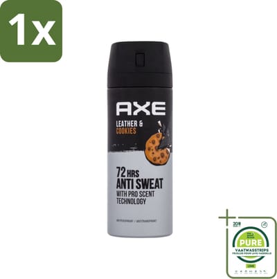 1 x Axe - Deodorant Spray - 72hrs Anti Sweat - Leather & Cookies - 150 ml - Axe Deodorant - Deodorant Spray - 72 Uur Bescherming - Anti-transpirant - Mannelijke Geur