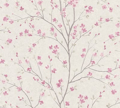 CHINESE STIJL BLOEMEN BEHANG | Botanisch - bruin roze wit - A.S. Création Metropolitan Stories 2