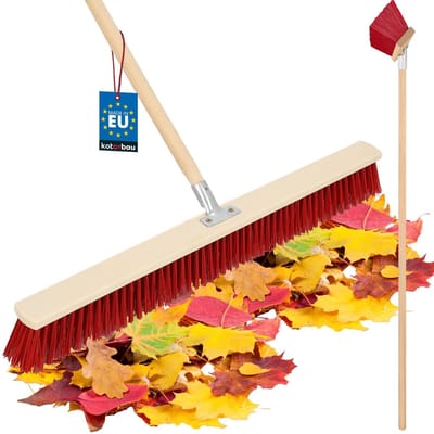 KOTARBAU® Bezemkop, Straatbezem, 85 cm, Veegbezem, Buitenbezem, Harde Nylonborstels, Tuinbezem, Stevige Straatbezem, Harde Bezem voor Buiten, met Steel, Hout, PVC