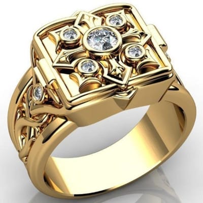Unieke Cross Open Cap Manchet Medaillon Klein Geheim Patroon Koperen Ringen Voor Mannen Engagement Wedding Party Mannelijke Ring Sieraden 6