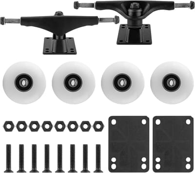 Skateboard Onderdelen Set - Wielen en Trucks - Skateboarden Bouwen - 95A Hardheid 52mm Wielen - Past 7.5-8 Inch - Wit
