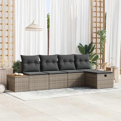 vidaXL - Tuinbank - Set - 6 - st - Grijs - poly - rattan