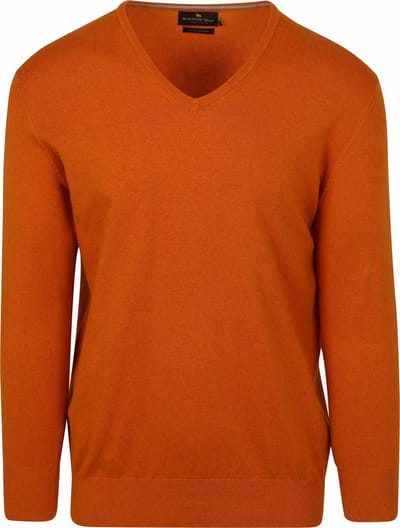 Steppin' Out Trui Cotton Cashmere V-hals Oranje - Maat XXL - Heren - Pullovers