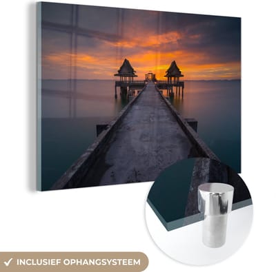 MuchoWow® Glasschilderij 30x20 cm - Schilderij acrylglas - Sunset in Thailand foto afdruk - Foto op glas - Schilderijen