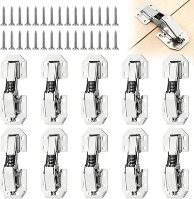 Set van 10 90° Soft Close Scharnieren voor Keuken- en Kastendeuren, Hydraulische Scharnieren zonder Voorboren, Ideaal voor Hoekkasten en Kledingkasten