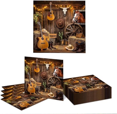 20 Stuks Wild West Feest Servetten, Dikke en Absorberende Papieren Servetten voor Verjaardagsdecoraties en Wegwerp Feestservetten