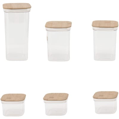 Bocaux de stockage alimentaire Récipients hermétiques en plastique avec couvercles en Bambusoideae Cuisine Boîtes carrées transparentes white