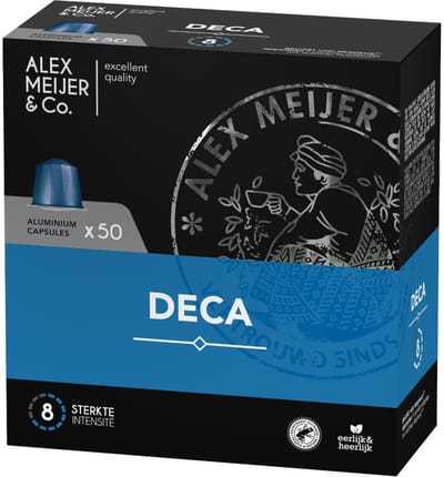 Alex Meijer Deca Koffie – 50 Nespresso Compatible Cups | Cafeïnevrij | Intens & Vol van Smaak
