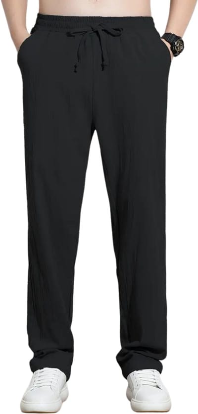 Livano Linnen Broek Heren - Zomerbroek - Volwassenen - Lange Broek - Pantalon - Strandbroek - Zomer - Ibiza Stijl - Zwart - Maat S