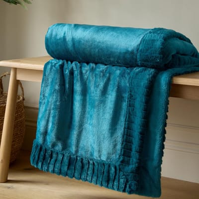 Catherine Lansfield Fluweel en imitatiebont 150x200cm plaid Teal